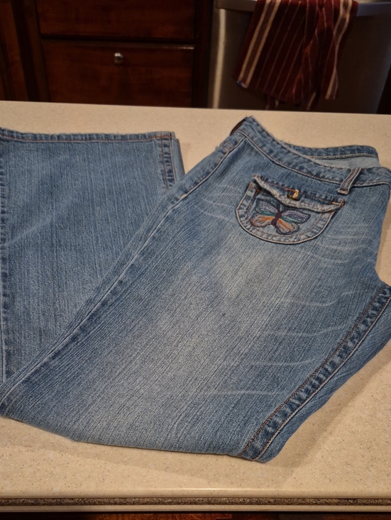 BONGO Denim - BONGO Light Wash Denim Jeans with Butterfly Embroidery Pockets 13